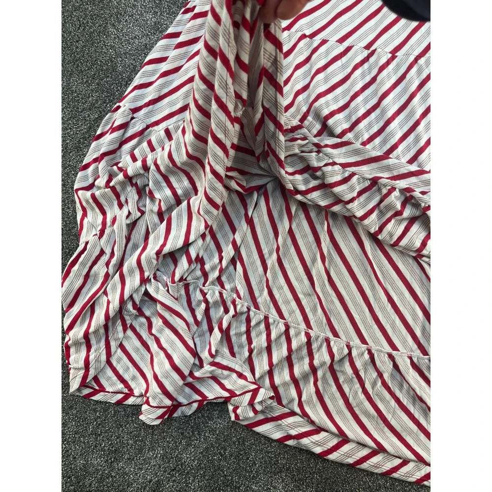 Kickee Kids Girls Red Gray Stripe‎ Tiered Maxi Dress Long Sleeve Size M 8 10